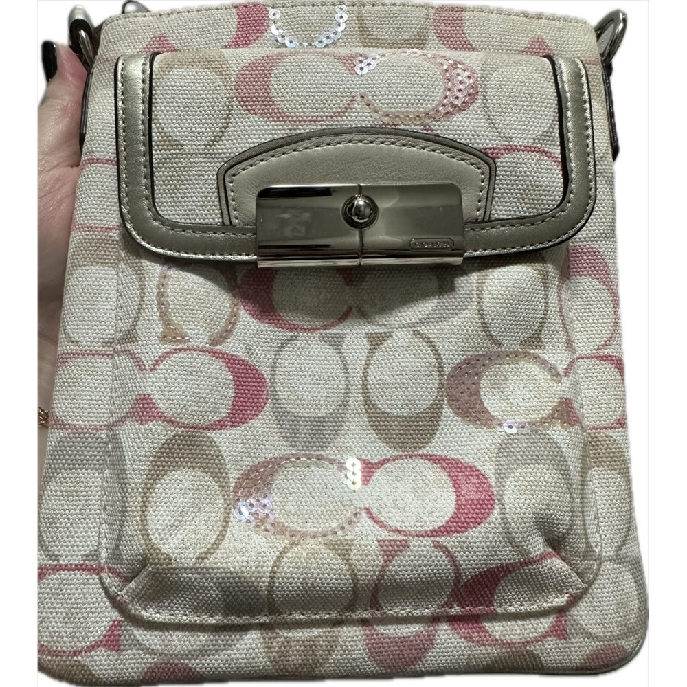 Coach Beige and Pink Sequin Crossbody Bag - Picture 2 of 7